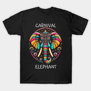 Vibrant Designs Adorn Majestic Elephants Face T-Shirt